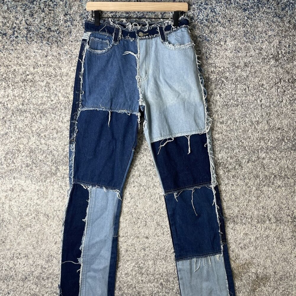 Jaded London Jeans Womens 26 Patchwork Distressed Boyfriend Fit Frayed Denim Pan